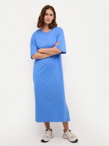 Kaffe Sukienka codzienna Edna 10507351 Niebieski Loose Fit. Niebieskie kombinezony Kaffe, s, bez wzorów, z bawełny, bez kołnierzyka, bez ramiączek. Za 119,99 zł.