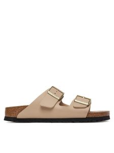 Birkenstock Klapki Arizona 1031438 Beżowy. Brązowe klapki Birkenstock, bez wzorów, ze skóry, bez obcasa. Za 429,99 zł.