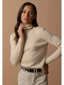 Perfect Cashmere Kaszmirowy golf "Ashley" w kolorze beżowym rozmiar: L. Brązowe golfy Perfect Cashmere, bez wzorów, z kaszmiru. Za 347,99 zł.