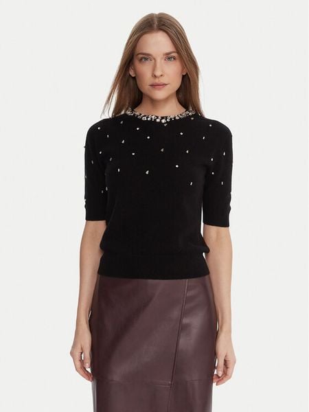 KAOS Sweter RI1KT021 Czarny Regular Fit. Czarne swetry klasyczne KAOS, xs, z wełny, bez kołnierzyka. Za 304,99 zł.