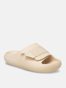 Crocs Klapki "Mellow Luxe Recovery" w kolorze beżowym rozmiar: 37/38. Brązowe klapki Crocs, bez wzorów, z otwartym noskiem, bez obcasa. Za 206,42 zł.