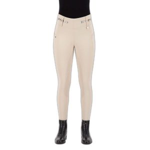 Damskie legginsy jeździeckie z pełną przyczepnością HV Polo Favourite Midwaist. Brązowe legginsy HV POLO, bez wzorów, z elastanu, z podwyższonym stanem. Za 343,50 zł.