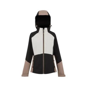 Damska wodoodporna kurtka z kapturem Regatta Desoto. Czarne kurtki Regatta, bez wzorów, z softshellu, z kapturem. Za 299,99 zł.