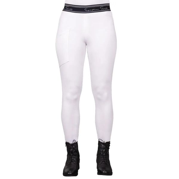 Legginsy do jazdy konnej dla kobiet QHP Eden. Białe legginsy QHP, bez wzorów, z elastanu. Za 255,50 zł.