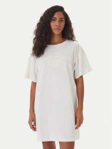 Emporio Armani Sukienka codzienna EW004078 AF20244 U1131 Biały Regular Fit. Białe kombinezony Emporio Armani, s, bez wzorów, z bawełny, bez kołnierzyka, bez ramiączek. Za 469,99 zł.