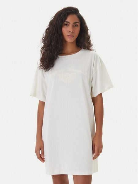 Emporio Armani Sukienka codzienna EW004078 AF20244 U1131 Biały Regular Fit. Białe kombinezony Emporio Armani, s, bez wzorów, z bawełny, bez kołnierzyka, bez ramiączek. Za 469,99 zł.