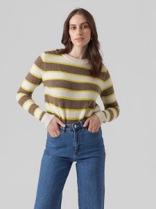 Vero Moda Sweter w kolorze brązowo-kremowym rozmiar: S. Brązowe swetry oversize Vero Moda, s, bez wzorów, bez ramiączek. Za 48,16 zł.