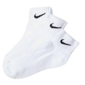 Bawełniane Skarpetki Unisex Dla Dorosłych Value Quarter (zestaw 3 Sztuk). Białe skarpetki Nike, bez wzorów, z bawełny. Za 86,99 zł.