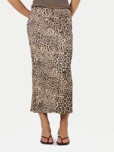 Noisy May Spódnica midi Avery 27034322 Brązowy Slim Fit. Brązowe spódnice Noisy may, xs, bez wzorów, z bawełny, midi. Za 99,99 zł.