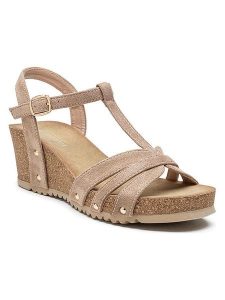 Foreverfolie Sandały w kolorze khaki na koturnie rozmiar: 37. Brązowe sandały Foreverfolie, bez wzorów, z otwartym noskiem, bez obcasa, na koturnie, bez zapięcia. Za 119,95 zł.