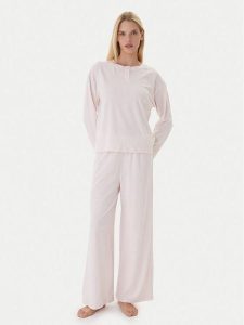 Tommy Hilfiger Piżama UW0UW06077 Różowy Relaxed Fit. Czerwone piżamy TOMMY HILFIGER, bez wzorów, z bawełny, bez ramiączek. Za 309,99 zł.