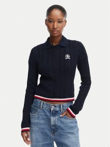 Tommy Jeans Sweter DW0DW22933 Granatowy Regular Fit. Niebieskie swetry klasyczne Tommy Jeans, s, z bawełny, bez kołnierzyka. Za 409,99 zł.