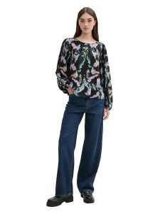 TOM TAILOR Denim Bluzka w kolorze czarnym ze wzorem rozmiar: S. Czarne bluzki TOM TAILOR DENIM, s, bez wzorów, z denimu, bez kołnierzyka, bez ramiączek. Za 52,67 zł.