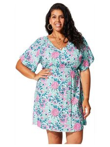 Aller Simplement Sukienka w kolorze turkusowo-jasnoróżowym rozmiar: 42/44. Różowe sukienki Aller Simplement, bez wzorów, z wiskozy, bez kołnierzyka, bez ramiączek, mini. Za 78,99 zł.