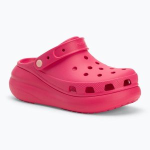 Klapki Crocs Classic Crush Clog. Czerwone klapki Crocs, bez wzorów, bez obcasa. W wyprzedaży za 249,55 zł.