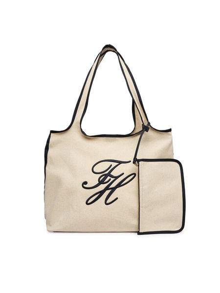 Tommy Hilfiger Torebka Th Summer Tote Canvas AW0AW18398 Biały. Białe shopper bag TOMMY HILFIGER, bez wzorów, z materiału, bez dodatków. Za 409,99 zł.