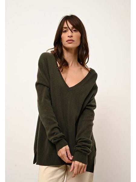 Just Cashmere Kaszmirowy sweter "Opal" w kolorze khaki rozmiar: XXL. Brązowe swetry oversize Just Cashmere, xxl, bez wzorów, z kaszmiru, bez ramiączek. Za 310,38 zł.