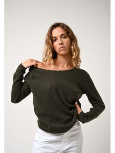 AUTHENTIC CASHMERE Kaszmirowy sweter "Lanfon" w kolorze khaki rozmiar: M. Brązowe swetry oversize AUTHENTIC CASHMERE, m, bez wzorów, z kaszmiru, bez ramiączek. Za 354,10 zł.
