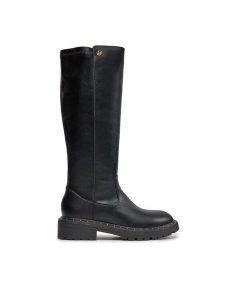 Liu Jo Kozaki Vanessa 4F3737 EX114 Czarny. Czarne kozaki Liu Jo, bez wzorów, ze skóry, bez obcasa, na płaskiej podeszwie, bez zapięcia. Za 499,99 zł.