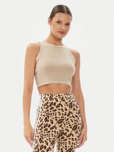 Adidas Top Essentials+ IR5996 Beżowy Slim Fit. Brązowe topy ADIDAS, m, bez wzorów, z bawełny, bez kołnierzyka, bez ramiączek. Za 129,99 zł.