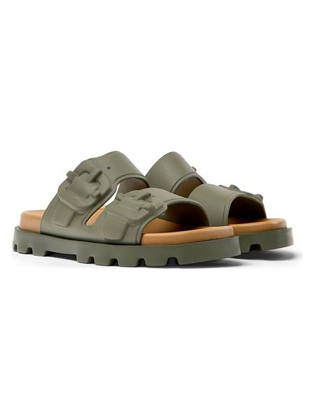 Camper Klapki "Brutus" w kolorze khaki rozmiar: 39. Brązowe klapki Camper, bez wzorów, z otwartym noskiem, bez obcasa. Za 258,52 zł.