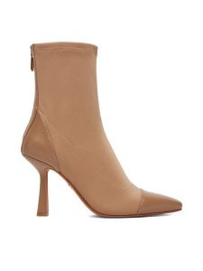 Nine West Botki CEO-NOURA-01 Beżowy. Brązowe botki Nine West, bez wzorów, z materiału, bez obcasa, na szpilce, bez zapięcia. Za 279,99 zł.