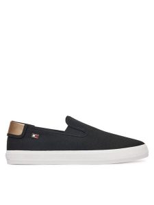 Tommy Hilfiger Tenisówki Vulc Canvas Slip-On Sneaker FW0FW08645 Czarny. Czarne trampki TOMMY HILFIGER, bez wzorów, z materiału, bez zapięcia. Za 179,99 zł.