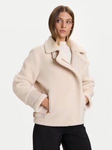 Rinascimento Kożuch CFC0122207003 Écru Regular Fit. Płaszcze Rinascimento, xs, bez wzorów, z syntetyku, bez kaptura. Za 649,99 zł.