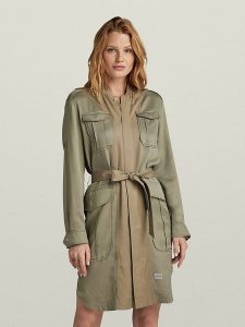 G-Star Sukienka w kolorze khaki rozmiar: XS. Brązowe sukienki G-Star, na co dzień, xs, bez wzorów, z lyocellu, retro, bez kołnierzyka, bez ramiączek, midi, proste. Za 227,85 zł.