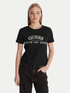 Guess T-Shirt V6RI16 I3Z14 Czarny Regular Fit. Czarne t-shirty Guess, s, z aplikacjami, z bawełny, bez kołnierzyka, bez ramiączek. Za 179,99 zł.