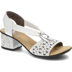 Białe Sandały Rieker Wygodne Buty Damskie. Białe sandały Rieker, bez wzorów, ze skóry, bez obcasa, na obcasie, bez zapięcia. Za 239,00 zł.