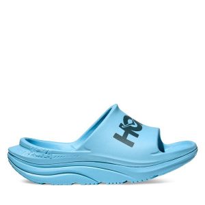 Klapki Hoka. Niebieskie klapki Hoka, bez wzorów, bez obcasa. Za 299,99 zł.