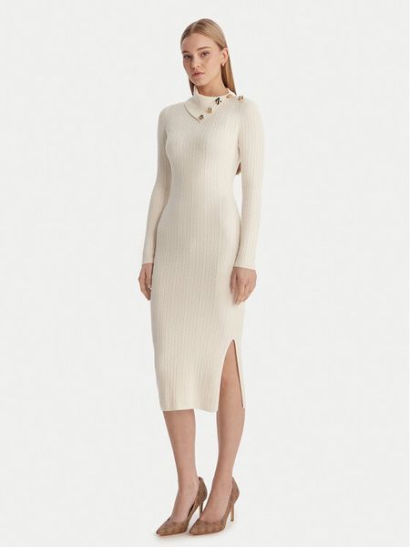 Guess Sukienka dzianinowa W6RK01 Z2YJ2 Écru Regular Fit. Sukienki Guess, xxl, z aplikacjami, z dzianiny, bez kołnierzyka, bez ramiączek. Za 614,99 zł.