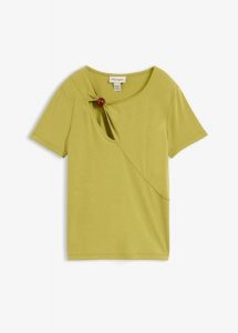 T-shirt z lejącej mieszanki wiskozy. Czarne t-shirty bonprix, bez wzorów, z wiskozy, bez kołnierzyka, bez ramiączek. Za 34,99 zł.