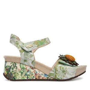 Sandały Laura Vita. Zielone sandały LAURA VITA, bez wzorów, bez obcasa, na koturnie, bez zapięcia. Za 439,99 zł.