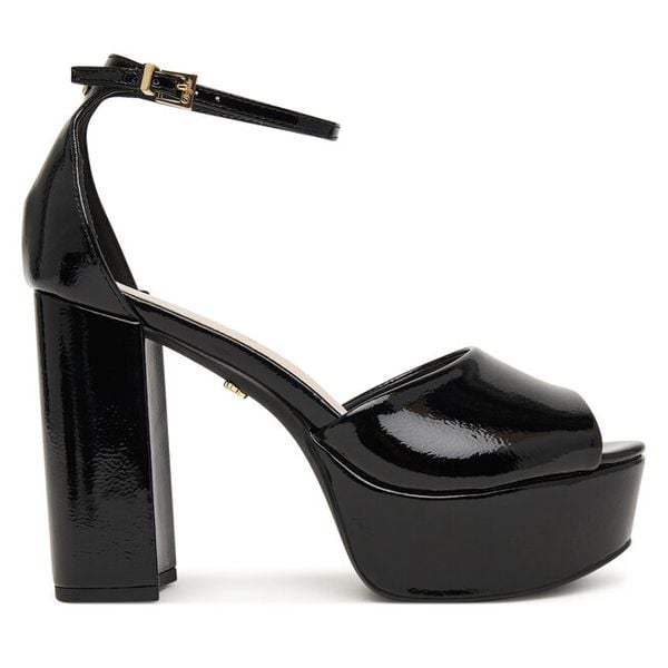 Sandały Buffalo. Czarne sandały Buffalo, bez wzorów, bez obcasa, na słupku, bez zapięcia. Za 389,99 zł.