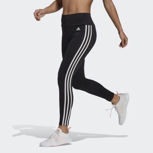 Damskie legginsy z wysoką talią adidas Designed To Move 3-Bandes 7/8 Sport. Białe legginsy ADIDAS, bez wzorów. Za 182,10 zł.