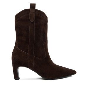 Botki GINO ROSSI. Brązowe botki Gino Rossi, bez wzorów, bez obcasa, na słupku, bez zapięcia. Za 499,99 zł.