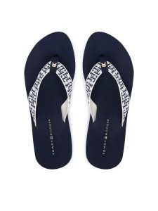 Tommy Hilfiger Japonki Mono Wedge Summer Sandal FW0FW09696 Granatowy. Niebieskie klapki TOMMY HILFIGER, bez wzorów, z materiału, bez obcasa. Za 189,99 zł.