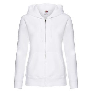 Kurtka Dresowa Z Kapturem Lady Fit Dla Kobiet. Białe kurtki FRUIT OF THE LOOM, s, bez wzorów, z dresówki, z kapturem. Za 131,99 zł.