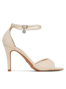 Nine West Sandały S4S16766 Beżowy. Brązowe sandały Nine West, bez wzorów, z materiału, bez obcasa, na szpilce, bez zapięcia. Za 229,99 zł.