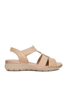 Go Soft Sandały CEO-WI16-INES-07 Beżowy. Brązowe sandały Go Soft, bez wzorów, ze skóry, bez obcasa, na płaskiej podeszwie, bez zapięcia. Za 179,99 zł.