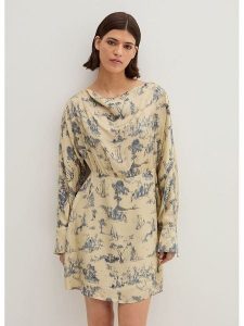 STEFANEL Sukienka w kolorze beżowo-niebieskim rozmiar: 44. Brązowe sukienki Stefanel, bez wzorów, z wiskozy, bez kołnierzyka, bez ramiączek, mini. Za 295,99 zł.