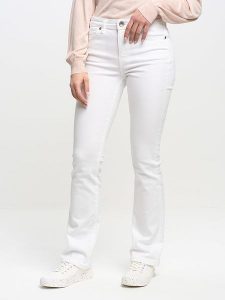 BIG STAR Dżinsy - Slim fit - w kolorze białym rozmiar: W29/L30. Białe jeansy Big Star, z aplikacjami, z podwyższonym stanem. Za 118,28 zł.