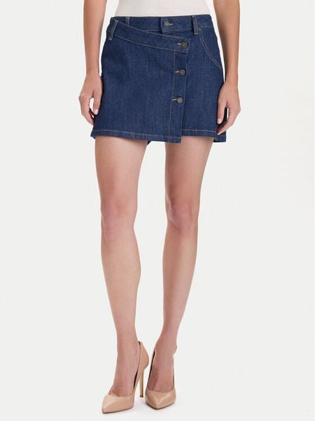 Guess Jeans Spódnica jeansowa W5BD96 D002A Granatowy Regular Fit. Niebieskie spódnice Guess Jeans, z aplikacjami, z bawełny. Za 199,99 zł.