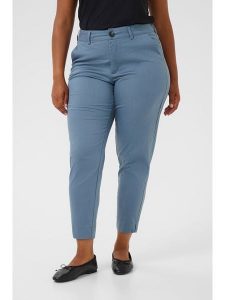 KAFFE curve Spodnie chino w kolorze błękitnym rozmiar: 48. Niebieskie chinosy KAFFE curve, bez wzorów, z podwyższonym stanem. Za 113,99 zł.