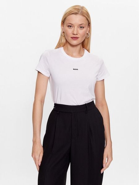 Boss T-Shirt 50490018 Biały Slim Fit. Białe t-shirty Boss, xs, bez wzorów, z bawełny, bez kołnierzyka, bez ramiączek. Za 129,99 zł.