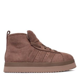 Śniegowce adidas. Brązowe buty zimowe ADIDAS, bez obcasa, bez zapięcia. Za 649,99 zł.