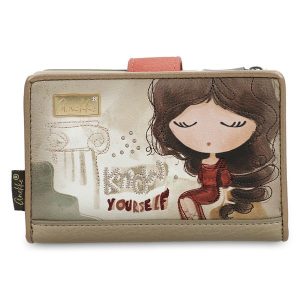 Beżowy Damski Elegancki Portfel Anekke. Brązowe portfele Anekke, bez wzorów. Za 179,00 zł.