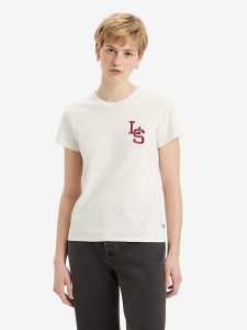 Levi's Koszulka w kolorze kremowym rozmiar: XS. Brązowe bluzki Levi's®, s, bez wzorów, z bawełny, bez kołnierzyka, bez ramiączek. Za 65,85 zł.